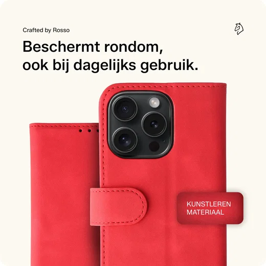 Rosso Element Apple iPhone 15 Pro Hoesje Book Case Wallet Rood afbeelding 4