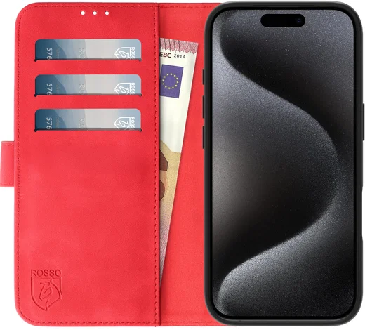 Rosso Element Apple iPhone 15 Pro Hoesje Book Case Wallet Rood afbeelding 12