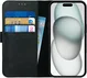 Rosso Deluxe Apple iPhone 15 Hoesje Echt Leer Book Case Zwart afbeelding 1