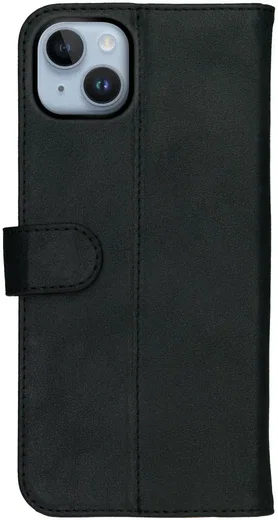Rosso Deluxe Apple iPhone 15 Hoesje Echt Leer Book Case Zwart afbeelding 11