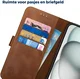 Rosso Deluxe Apple iPhone 15 Plus Hoesje Echt Leer Book Case Bruin afbeelding 5
