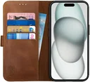 Rosso Deluxe Apple iPhone 15 Plus Hoesje Echt Leer Book Case Bruin
