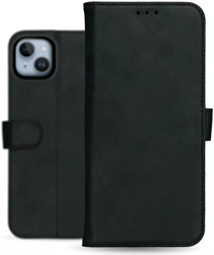 Rosso Deluxe Apple iPhone 15 Plus Hoesje Echt Leer Book Case Zwart afbeelding 12