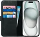 Rosso Deluxe Apple iPhone 15 Plus Hoesje Echt Leer Book Case Zwart