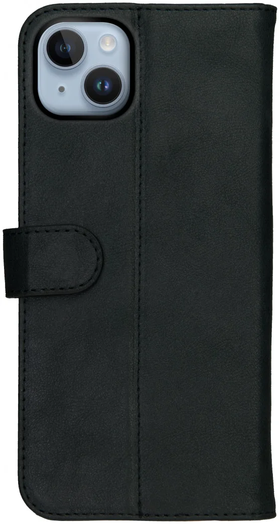 Rosso Deluxe Apple iPhone 15 Plus Hoesje Echt Leer Book Case Zwart afbeelding 10