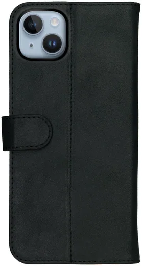 Rosso Deluxe Apple iPhone 15 Plus Hoesje Echt Leer Book Case Zwart afbeelding 10