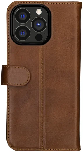 Rosso Deluxe Apple iPhone 15 Pro Hoesje Echt Leer Book Case Bruin afbeelding 10