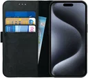 Rosso Deluxe Apple iPhone 15 Pro Hoesje Echt Leer Book Case Zwart