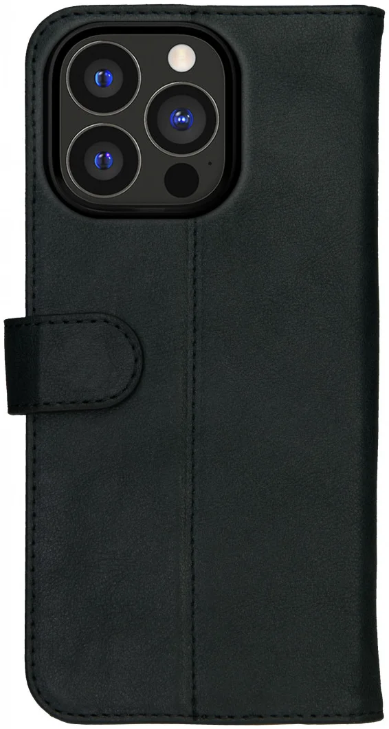Rosso Deluxe Apple iPhone 15 Pro Hoesje Echt Leer Book Case Zwart afbeelding 10