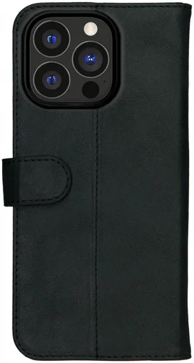 Rosso Deluxe Apple iPhone 15 Pro Hoesje Echt Leer Book Case Zwart afbeelding 10