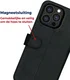 Rosso Deluxe Apple iPhone 15 Pro Max Hoesje Echt Leer Book Case Zwart afbeelding 7