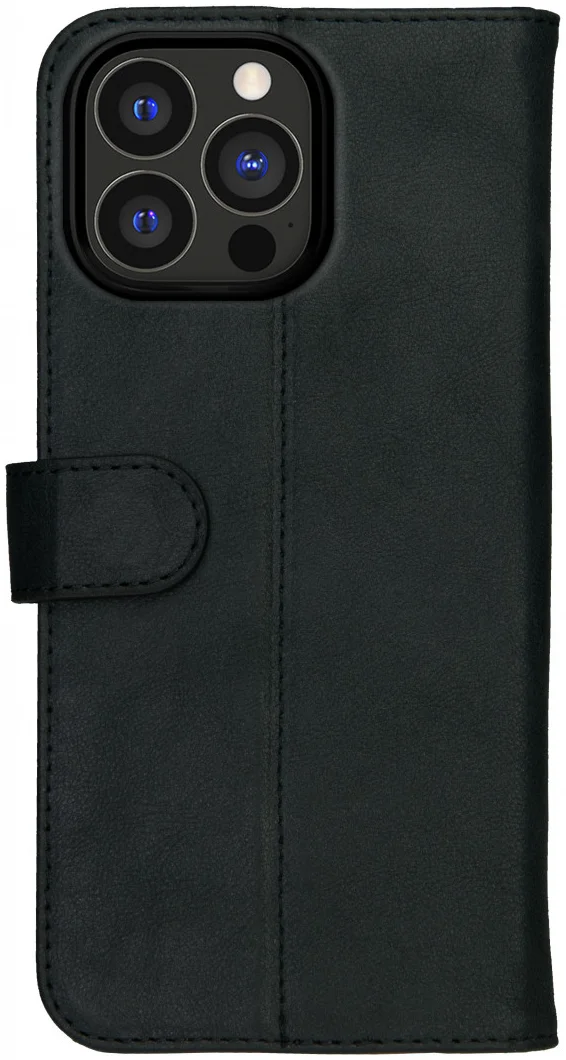 Rosso Deluxe Apple iPhone 15 Pro Max Hoesje Echt Leer Book Case Zwart afbeelding 10