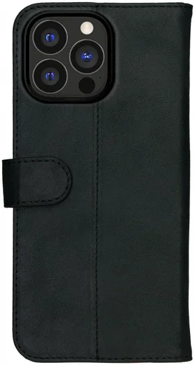 Rosso Deluxe Apple iPhone 15 Pro Max Hoesje Echt Leer Book Case Zwart afbeelding 10