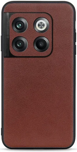 OnePlus 10T Hoesje met Kunstleer Coating Back Cover Bruin afbeelding 1