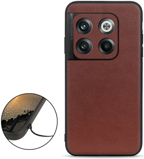 OnePlus 10T Hoesje met Kunstleer Coating Back Cover Bruin afbeelding 2