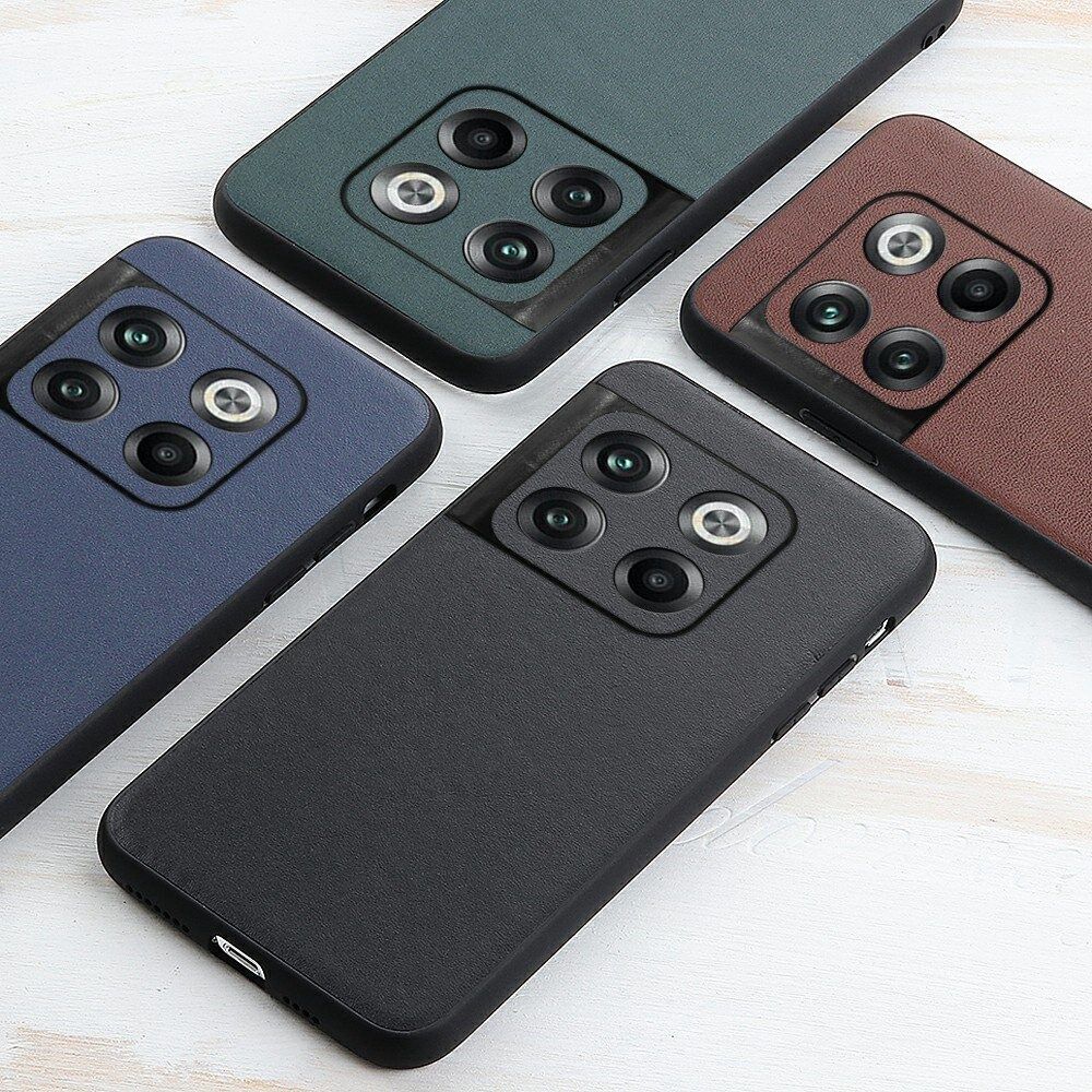 OnePlus 10T Hoesje met Kunstleer Coating Back Cover Bruin afbeelding 4