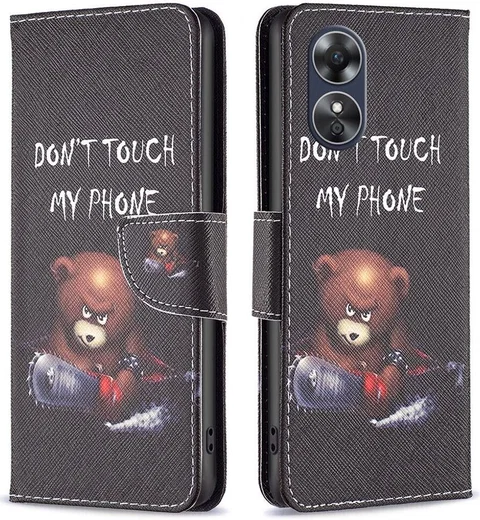 Oppo A17 Hoesje Portemonnee Book Case Beer Print afbeelding 1