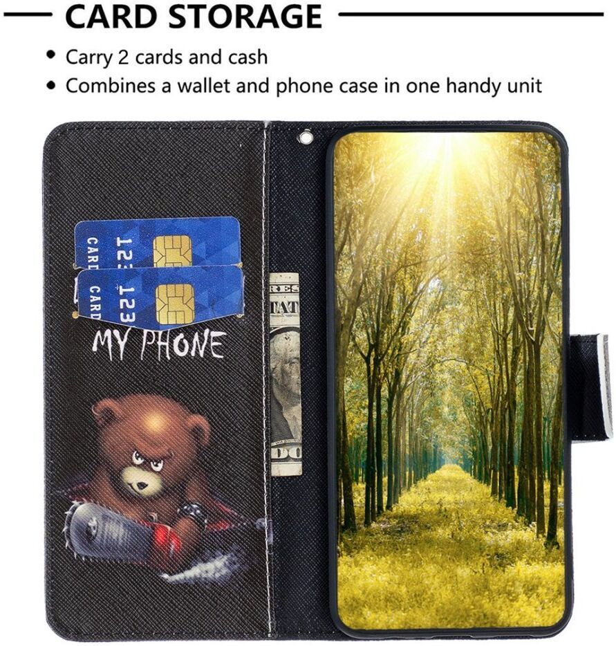 Oppo A17 Hoesje Portemonnee Book Case Beer Print afbeelding 3