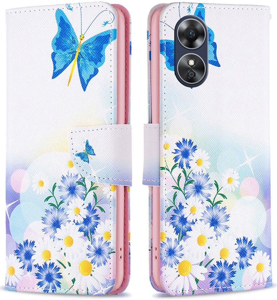 Oppo A17 Hoesje Portemonnee Book Case Bloemen Print afbeelding 1