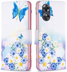Oppo A17 Hoesje Portemonnee Book Case Bloemen Print afbeelding