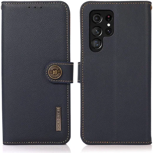 Samsung Galaxy S23 Ultra Hoesje RFID Portemonnee Book Case Blauw afbeelding 2