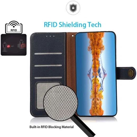 Samsung Galaxy S23 Ultra Hoesje RFID Portemonnee Book Case Blauw afbeelding 3