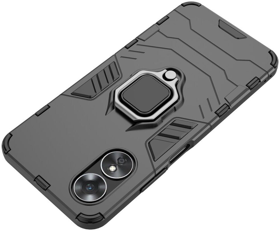 Oppo A17 Hoesje met Magnetische Kickstand Ring Zwart afbeelding 4