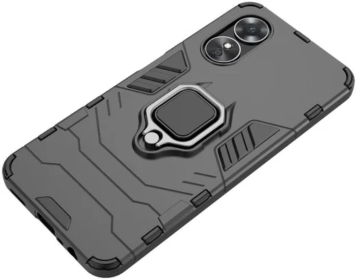 Oppo A17 Hoesje met Magnetische Kickstand Ring Zwart afbeelding 5