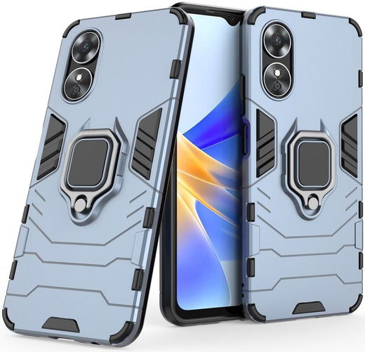 Oppo A17 Hoesje met Magnetische Kickstand Ring Blauw afbeelding 2