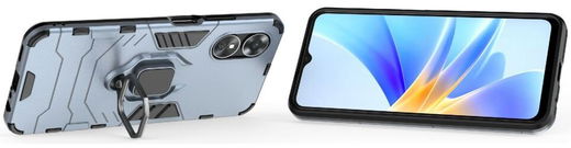 Oppo A17 Hoesje met Magnetische Kickstand Ring Blauw afbeelding 3