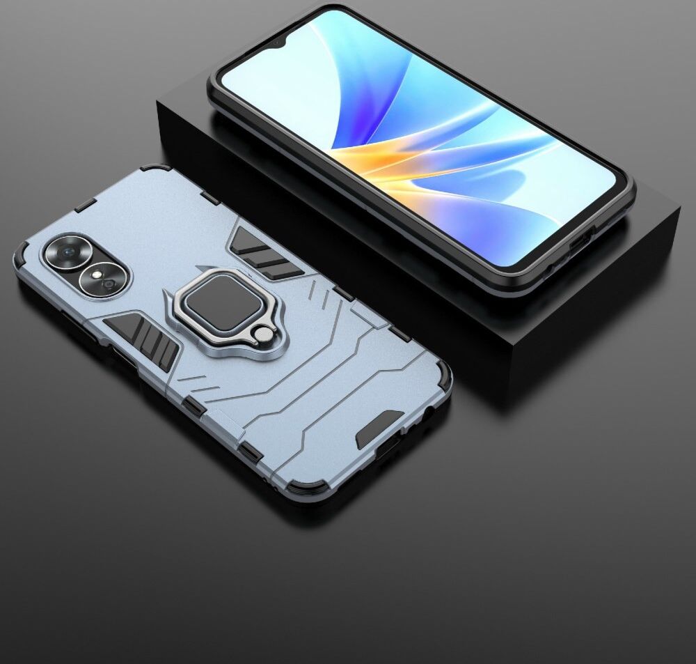 Oppo A17 Hoesje met Magnetische Kickstand Ring Blauw afbeelding 4