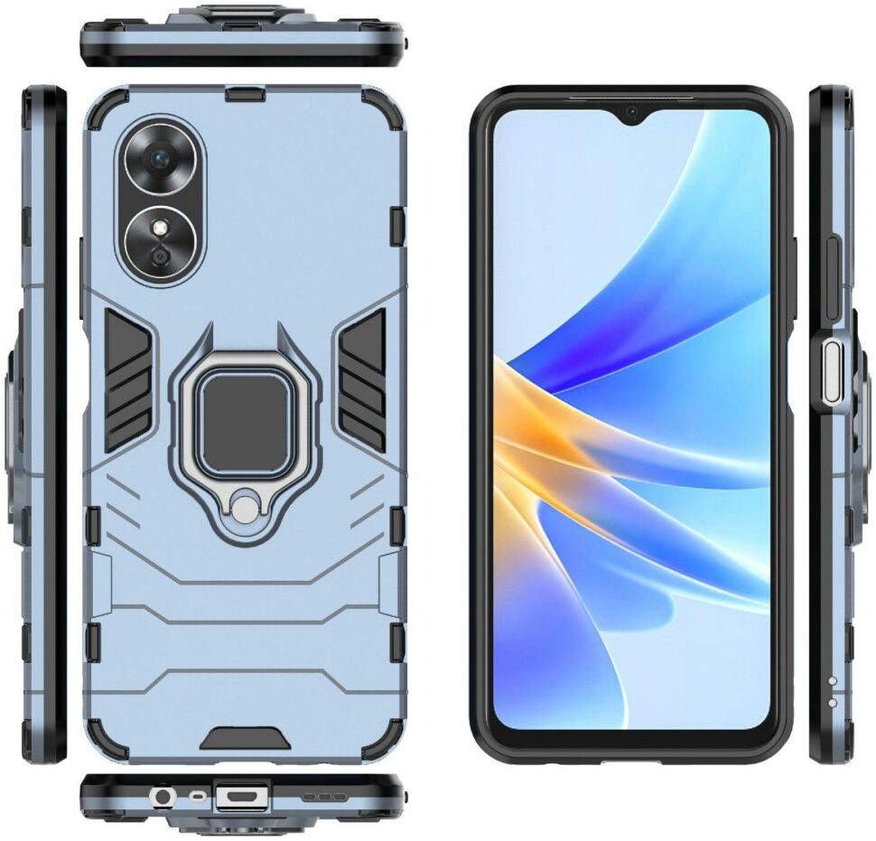 Oppo A17 Hoesje met Magnetische Kickstand Ring Blauw afbeelding 5