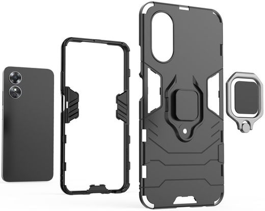 Oppo A17 Hoesje met Magnetische Kickstand Ring Blauw afbeelding 6