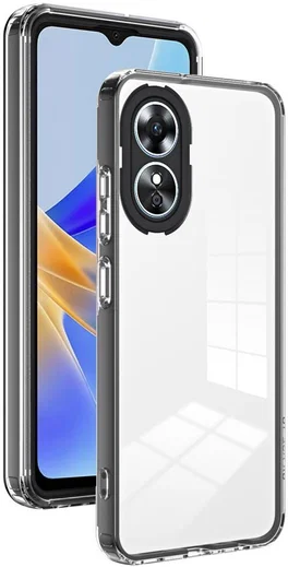 Oppo A17 Hoesje Schokbestendig Back Cover Transparant Zwart afbeelding 1