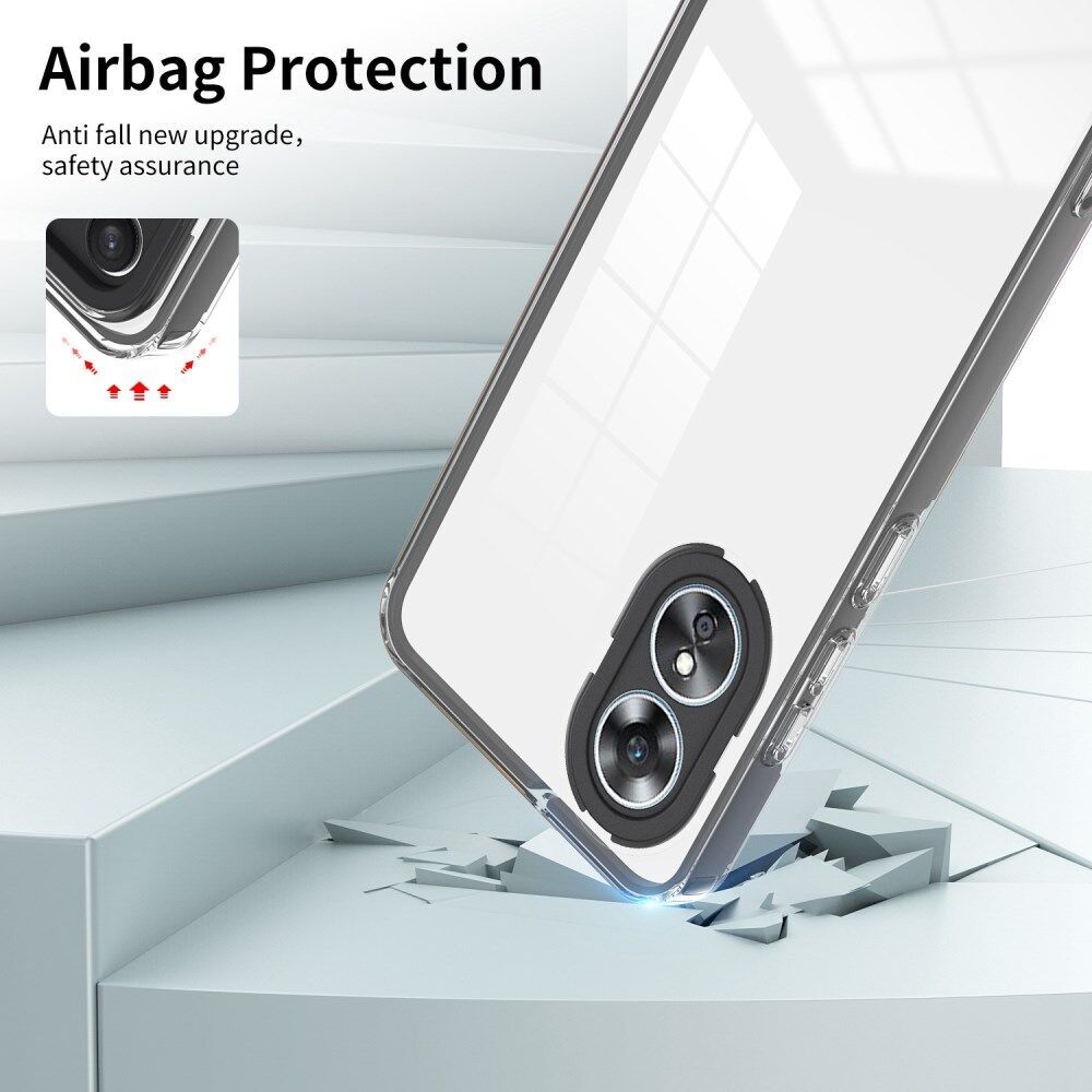 Oppo A17 Hoesje Schokbestendig Back Cover Transparant Zwart afbeelding 2