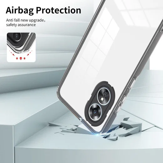 Oppo A17 Hoesje Schokbestendig Back Cover Transparant Zwart afbeelding 2