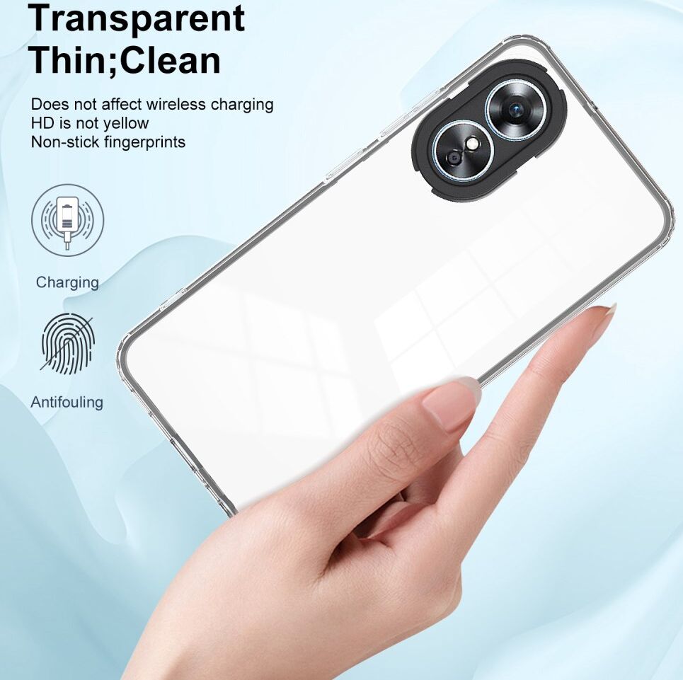 Oppo A17 Hoesje Schokbestendig Back Cover Transparant Zwart afbeelding 5