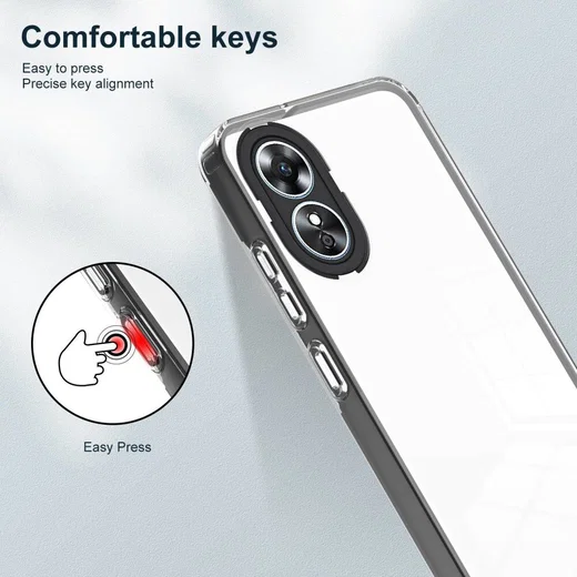 Oppo A17 Hoesje Schokbestendig Back Cover Transparant Zwart afbeelding 7