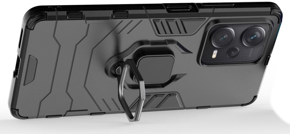 Xiaomi Redmi Note 12 Pro Plus Hoesje Magnetische Kickstand Ring Zwart afbeelding 2