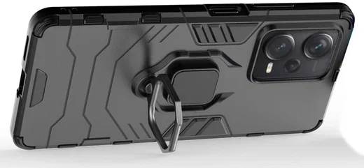 Xiaomi Redmi Note 12 Pro Plus Hoesje Magnetische Kickstand Ring Zwart afbeelding 2