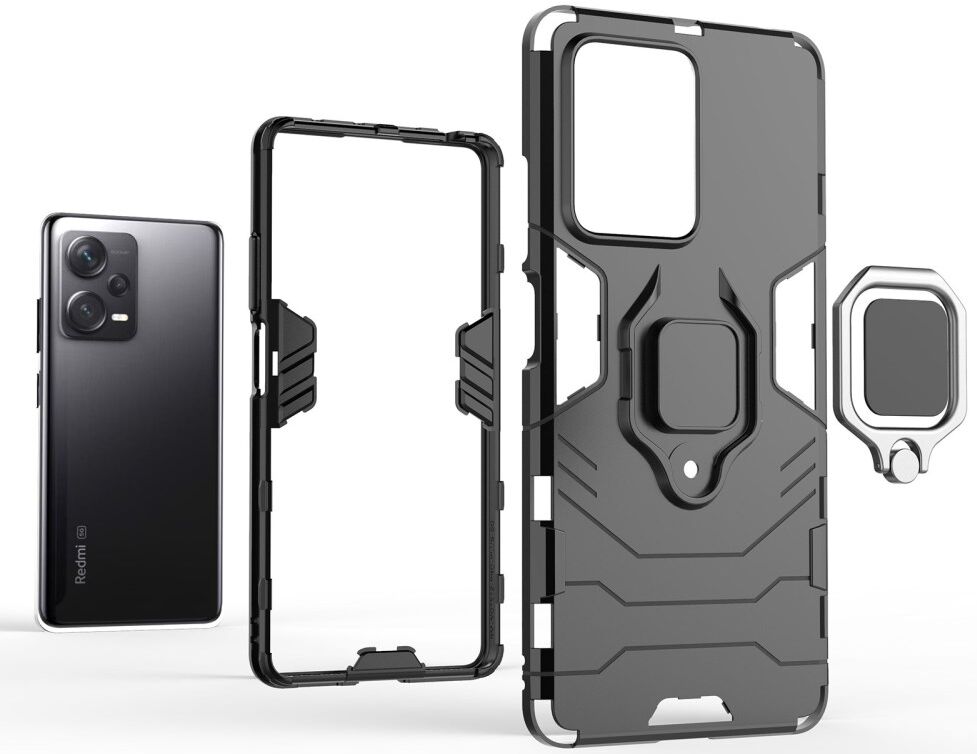 Xiaomi Redmi Note 12 Pro Plus Hoesje Magnetische Kickstand Ring Zwart afbeelding 4