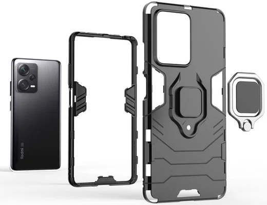 Xiaomi Redmi Note 12 Pro Plus Hoesje Magnetische Kickstand Ring Zwart afbeelding 4