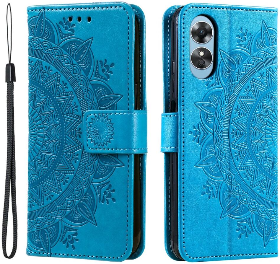 Oppo A17 Hoesje Mandala Book Case met Pasjeshouder Blauw afbeelding 1