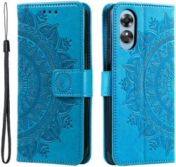 Oppo A17 Hoesje Mandala Book Case met Pasjeshouder Blauw afbeelding