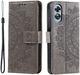 Oppo A17 Hoesje Mandala Book Case met Pasjeshouder Grijs