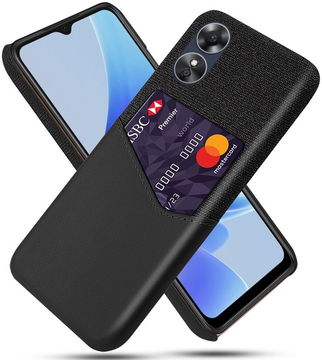 Oppo A17 Hoesje met Kaarthouder Back Cover Zwart