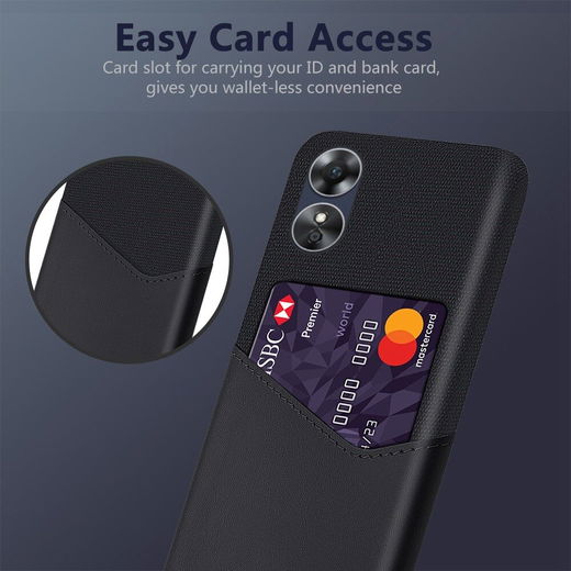 Oppo A17 Hoesje met Kaarthouder Back Cover Zwart afbeelding 2