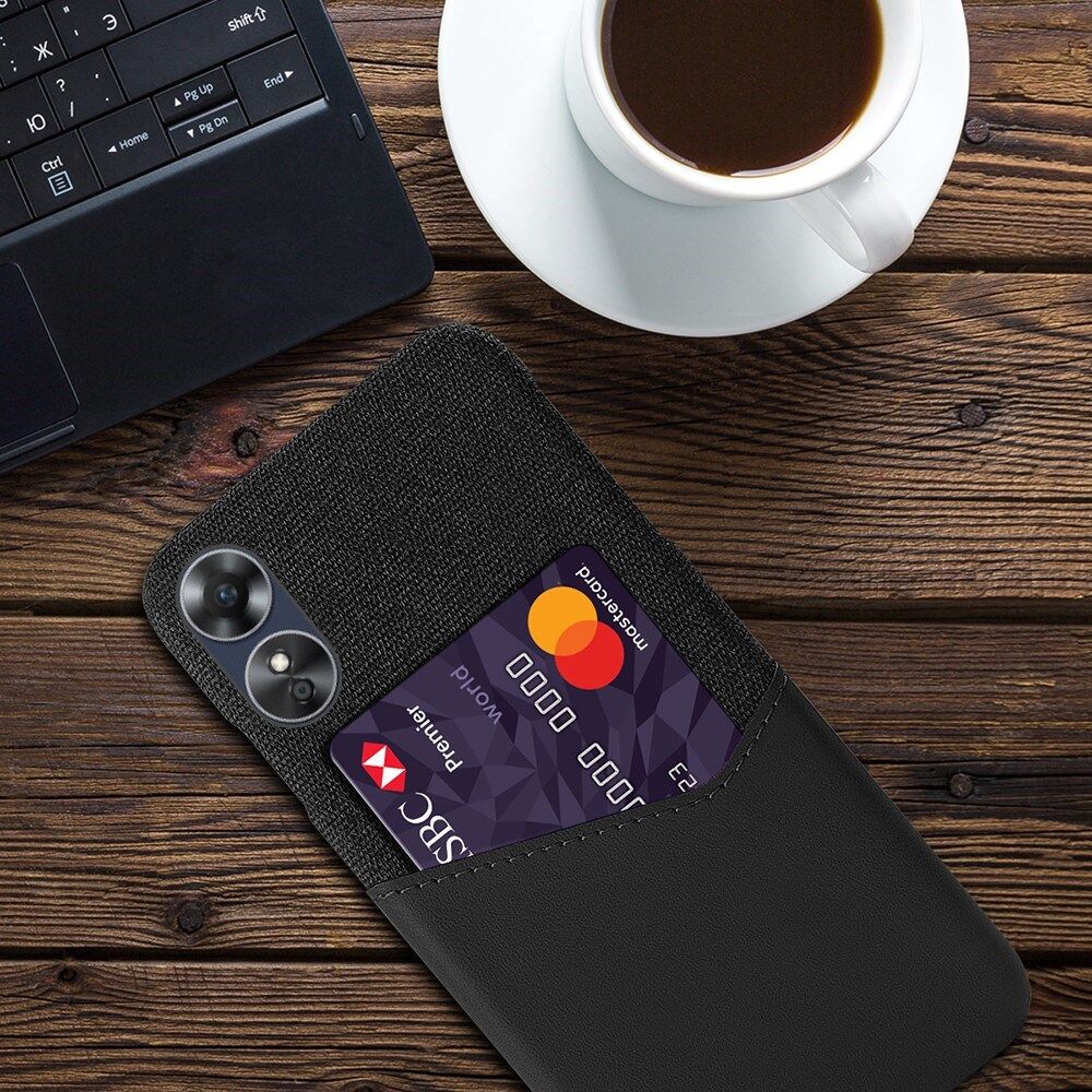 Oppo A17 Hoesje met Kaarthouder Back Cover Zwart afbeelding 4