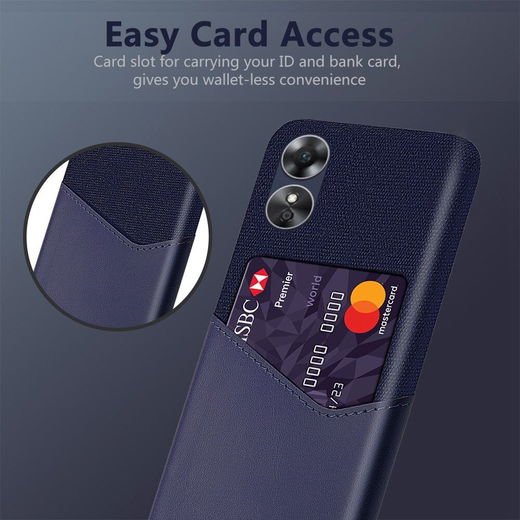Oppo A17 Hoesje met Kaarthouder Back Cover Blauw afbeelding 2