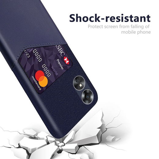 Oppo A17 Hoesje met Kaarthouder Back Cover Blauw afbeelding 3